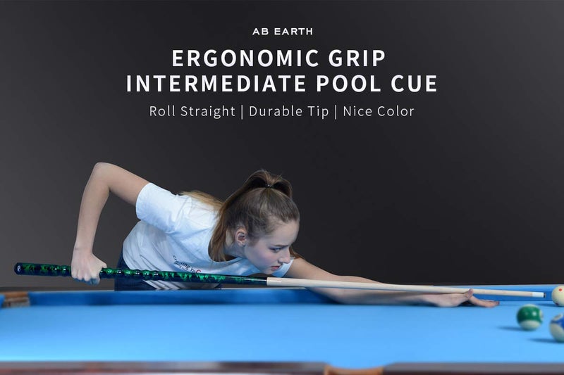 AB Earth 58" Pool Cue/Pool Stick Ergonomic Design Hardwood Canadian Maple 13mm Tip 18-21oz Billiard Cue B1SN, Green 19oz - Image 2